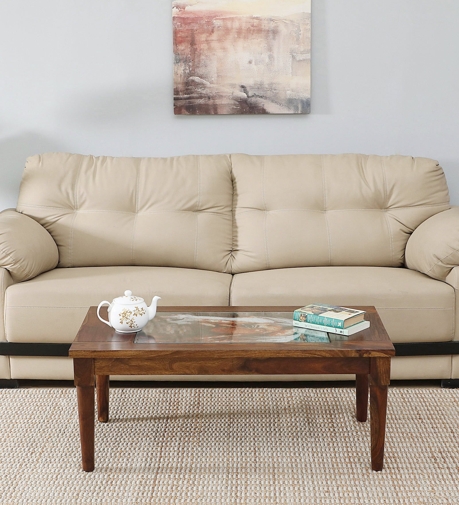 Toscano Sheesham Wood Coffee Table In Provincial Teak Finish