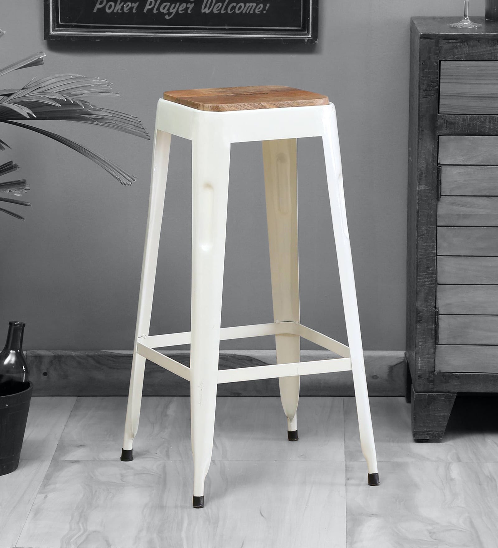 Tosh Bar Stool in White Colour