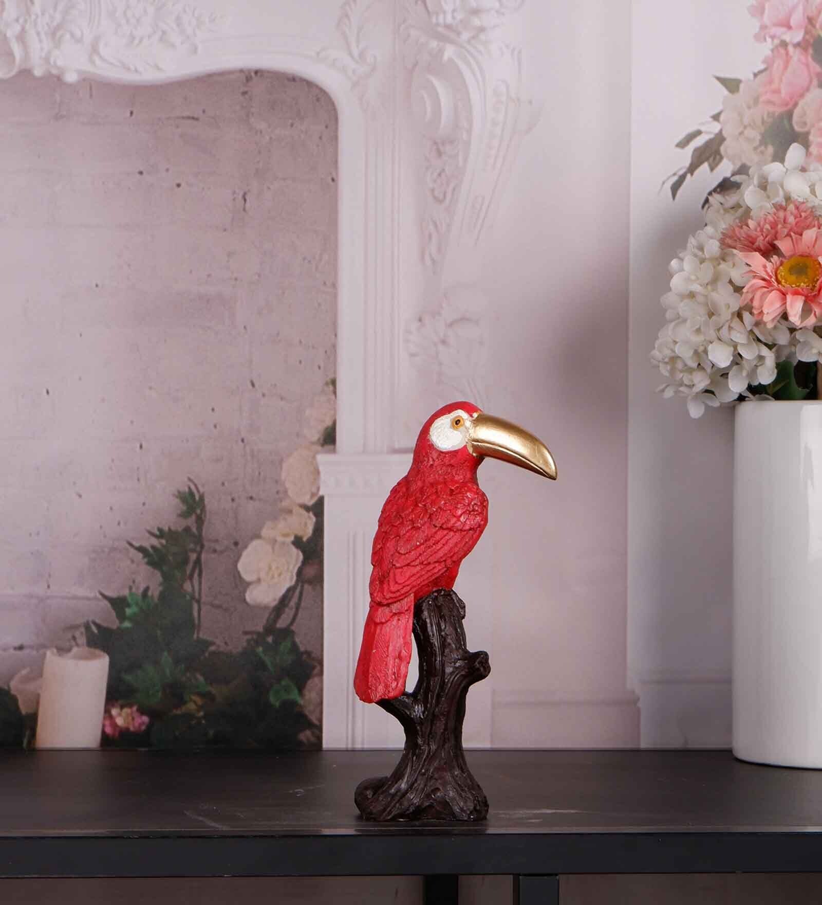 Toucan Bird Red Polyresin Figurine