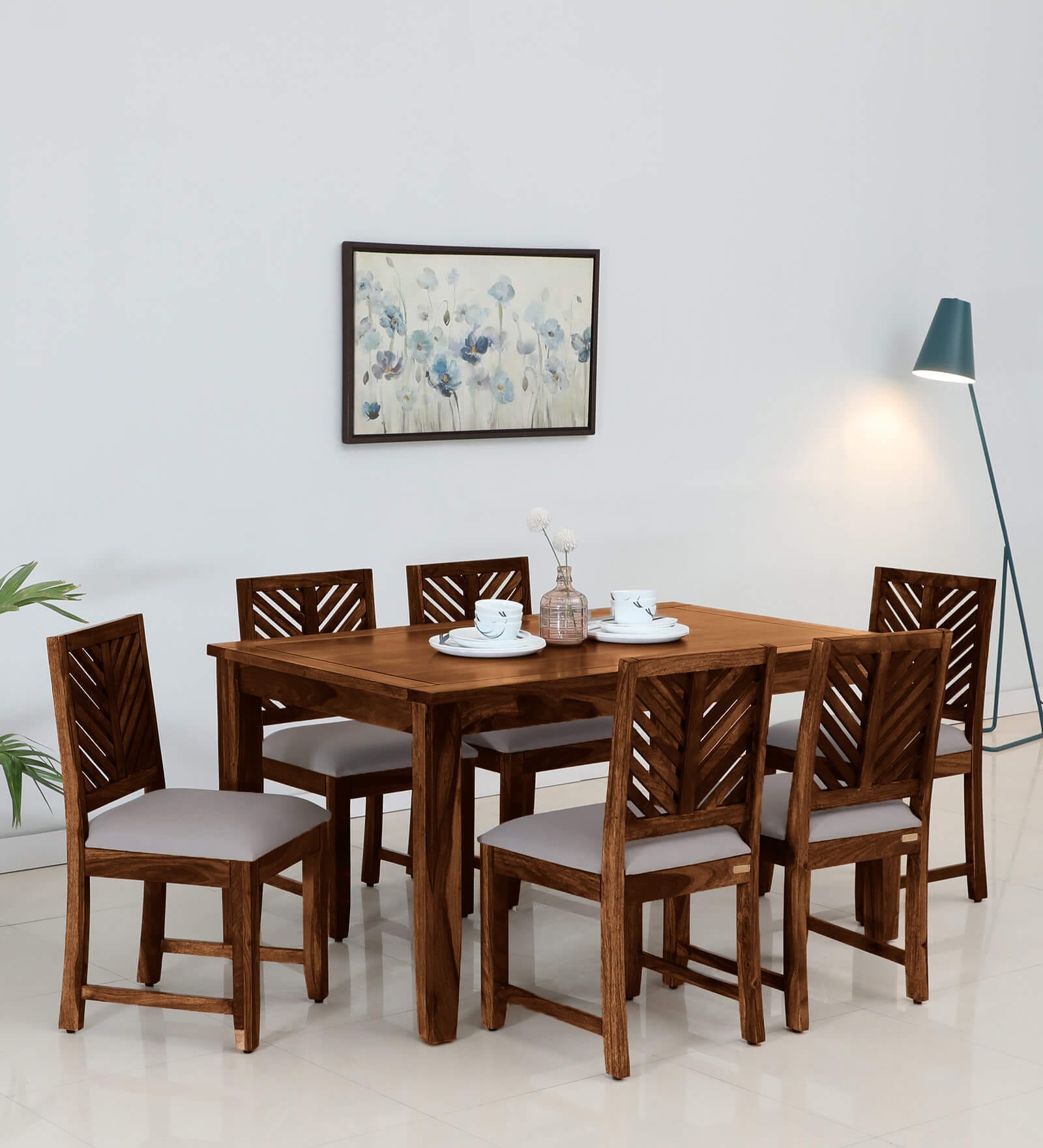 Tourconing Sheesham Wood 6 Seater Dining Set In Provincial Teak Finish