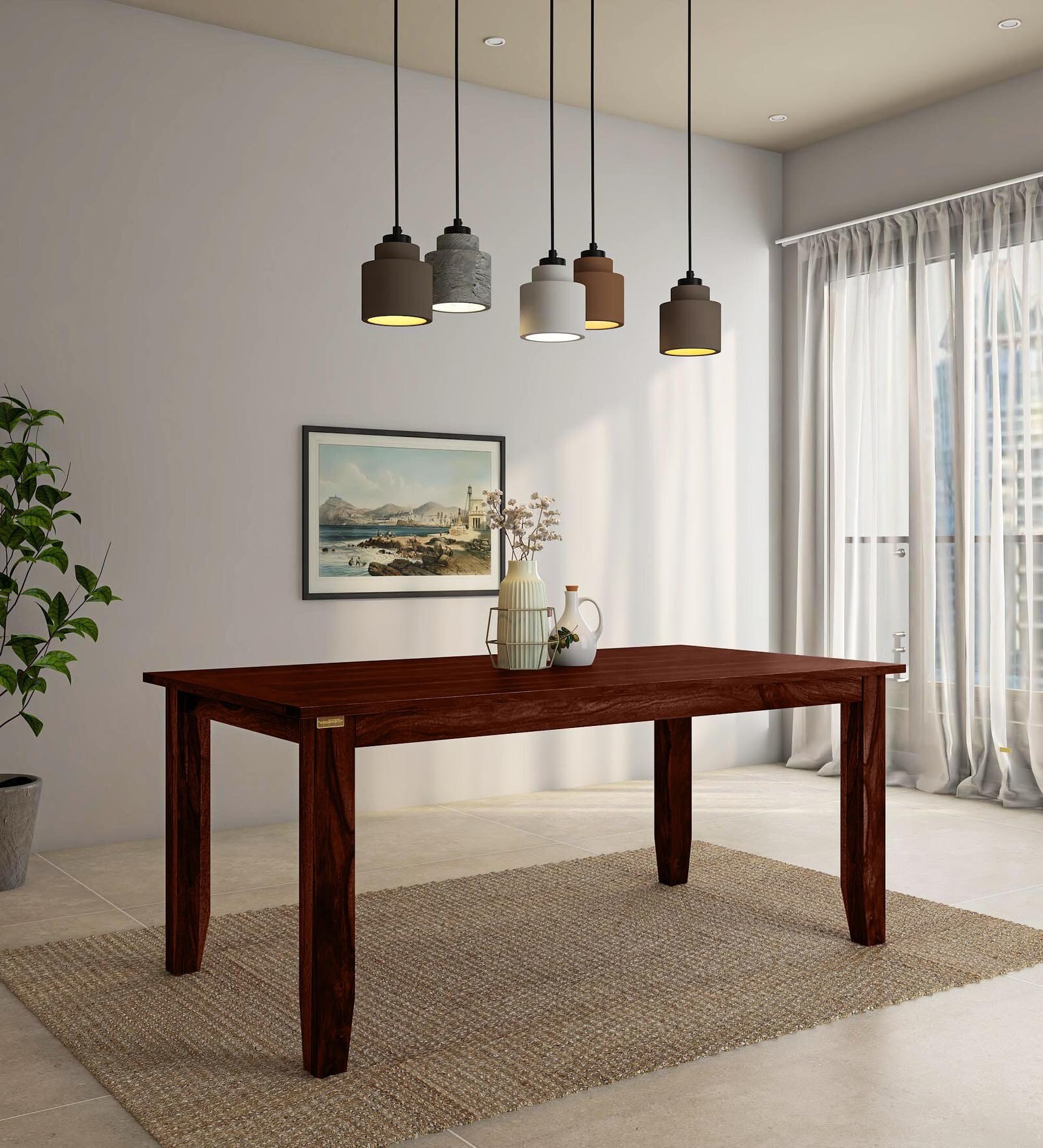 Tourconing Sheesham Wood 8 Seater Dining Table In Honey Oak Finish