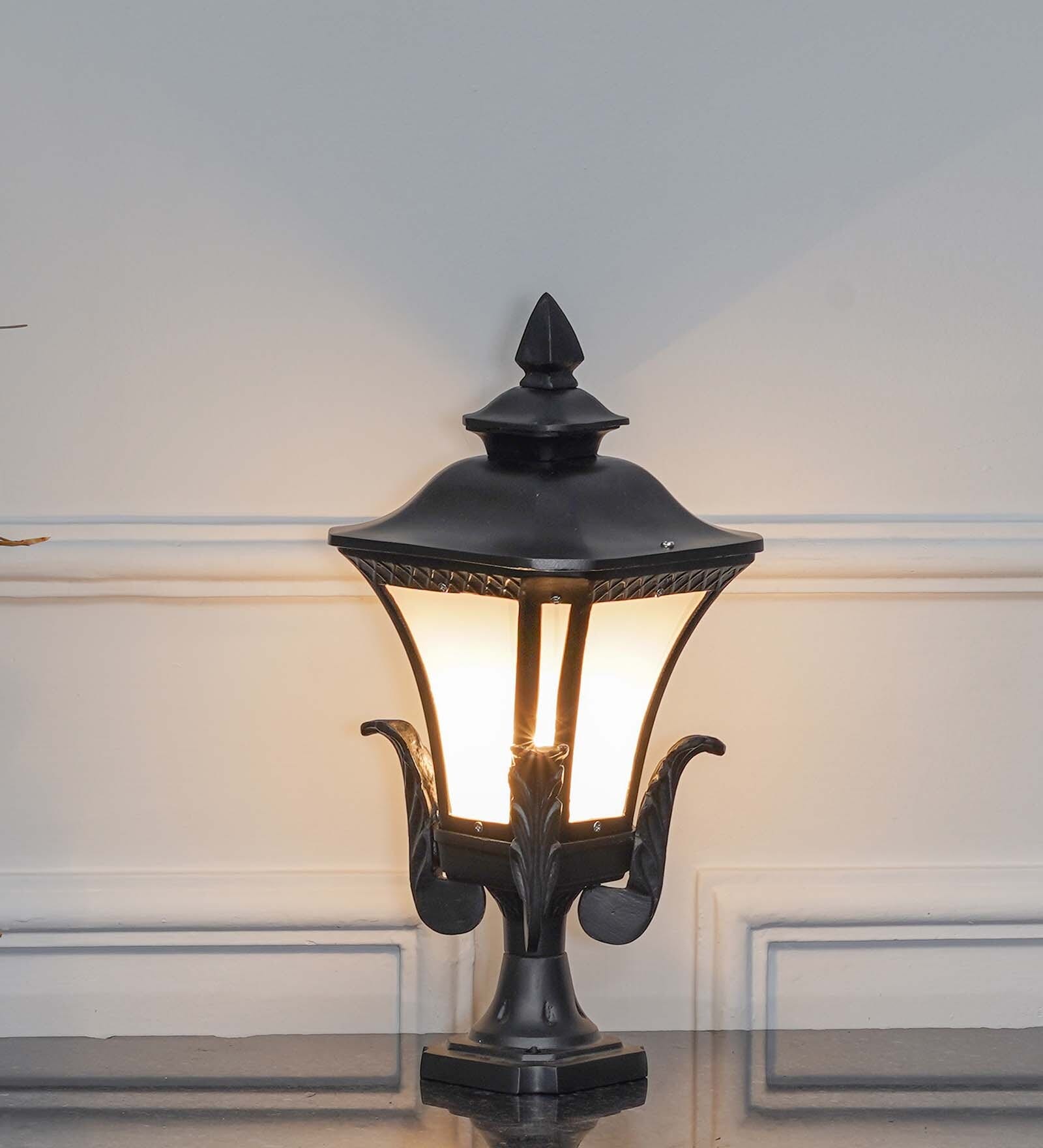 Tournai Single Light Outdoor Pedestal Gate Light In Black Finish