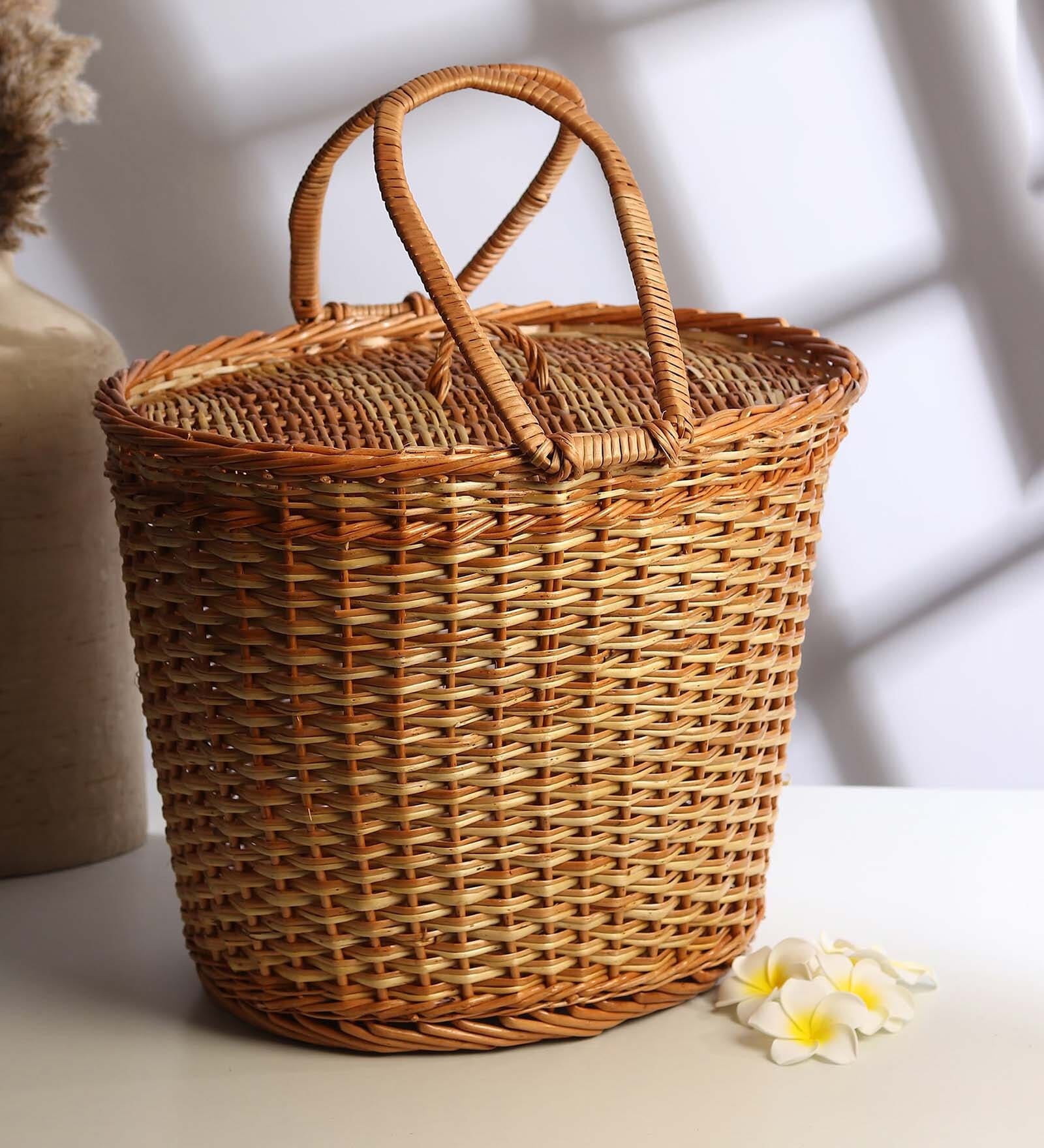 Toy Storage Basket,Basket For Toys Organising,Organiser Box Big Size,Wicker Toy Storage Box With Lid (D02-L47 X W41 X H47 Cm)