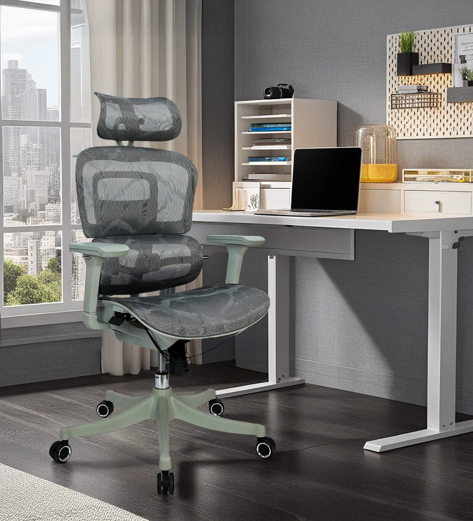 Toya High Back Ergonomic Chair with 3D Armrests, Adjustable Headrest and Automatic tilt Feature