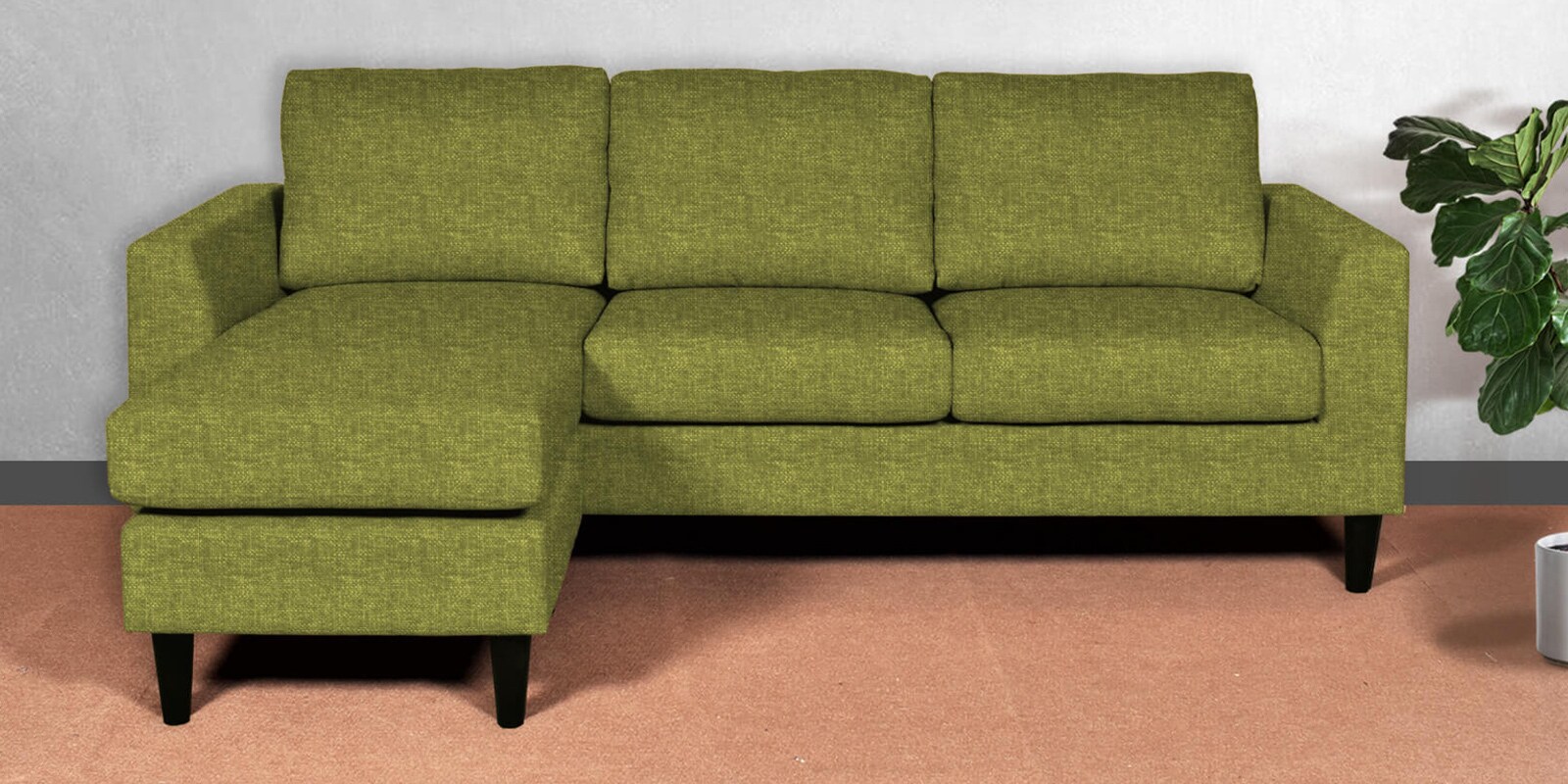 Tokyo Fabric RHS Sectional Sofa in Green Texture Colour