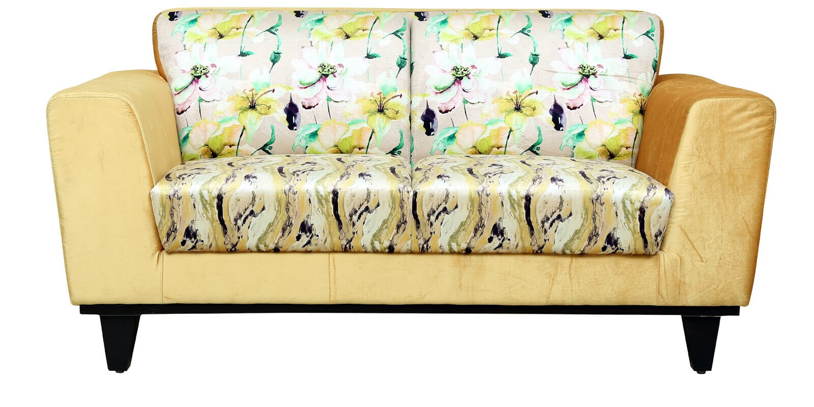 Buy Topaz Two Seater Sofa in Floral Yellow by Sofab Online 2 Seater