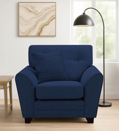 Tochi Fabric 1 Seater Sofa In Blue Colour