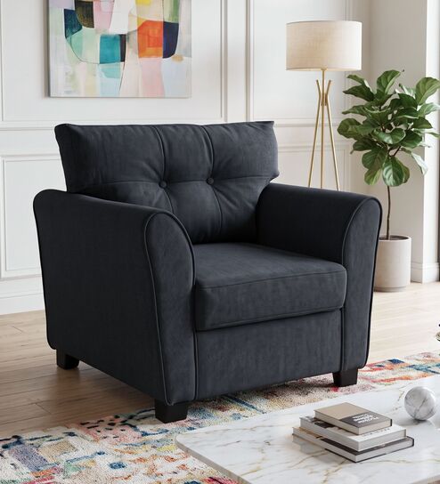 Tochi Fabric 1 Seater Sofa In Grey Colour