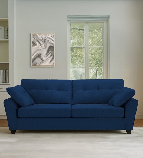 Tochi Fabric 3 Seater Sofa In Blue Colour