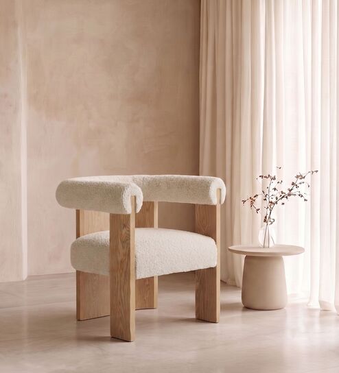 Toervyn Sculpt Lounge Chair In Ivory Colour