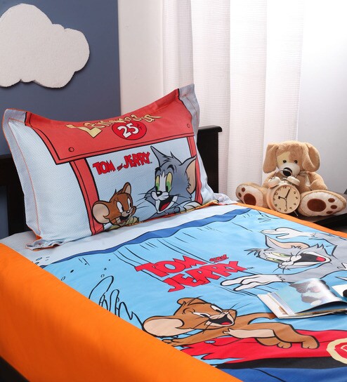 Buy Tom Jerry Single Bedsheet In Red Colour By Portico New York