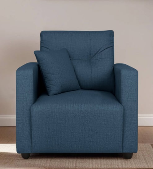 Topaz Fabric 1 Seater Sofa In Azure Blue Colour