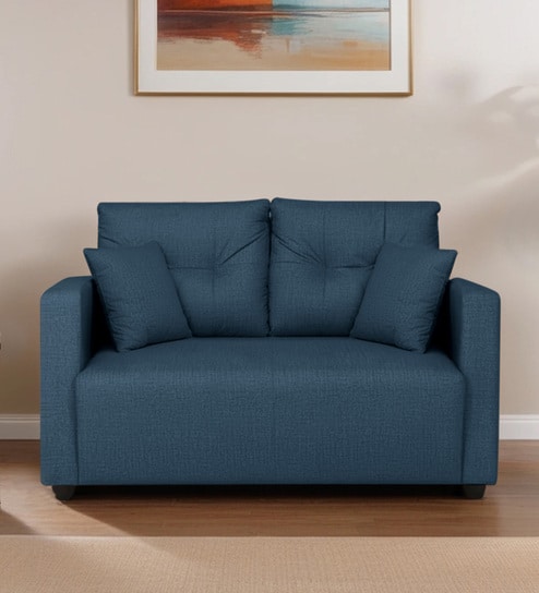 Topaz Fabric 2 Seater Sofa In Azure Blue Colour