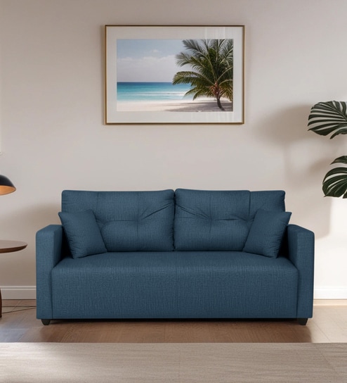 Topaz Fabric 3 Seater Sofa In Azure Blue Colour