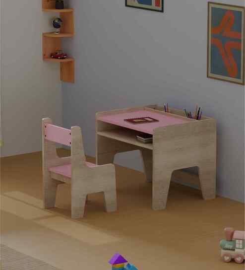 Topolino Toddler Activity Table & Chair in Oak and Pink Colour