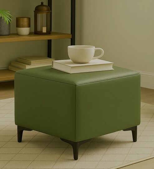 Tornado Leatherette Pouffe In Deepsage PU Colour