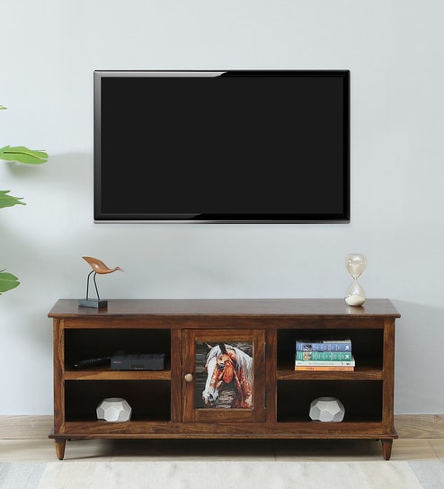 Toscano Sheesham Wood TV Console in Provincial Teak Finish for TVs up to 48"
