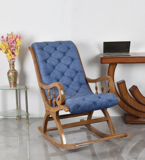 Touffy Solid Wood Rocking Chair In Teak Finish