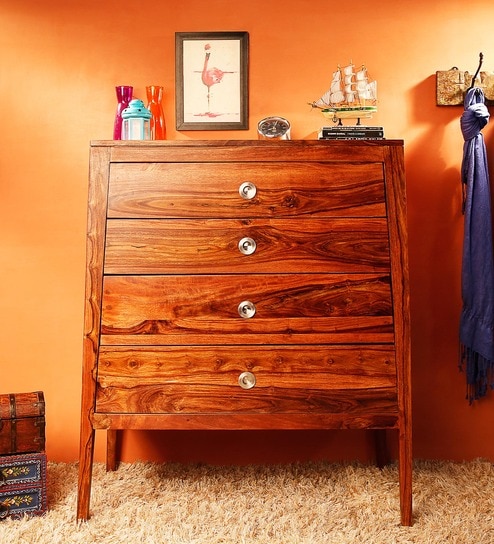 Buy Sequim Sheesham Wood Chest Of Drawers In Warm Walnut Finish By