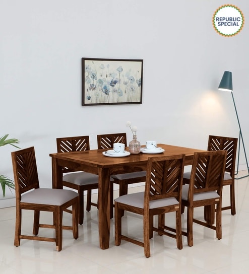 Tourconing Sheesham Wood 6 Seater Dining Set In Provincial Teak Finish