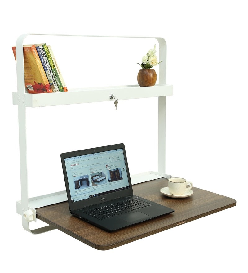 Buy Tokyo Eco Foldable Wall Mounted Study table in White & Dark Oak