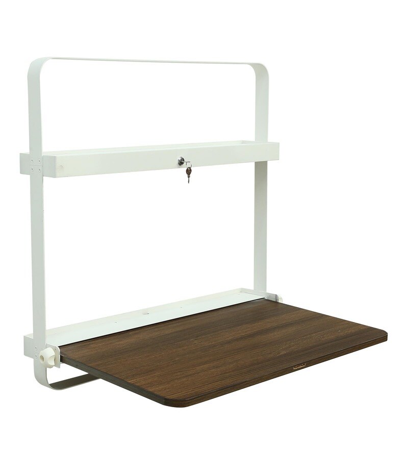 Buy Tokyo Eco Foldable Wall Mounted Study table in White & Dark Oak