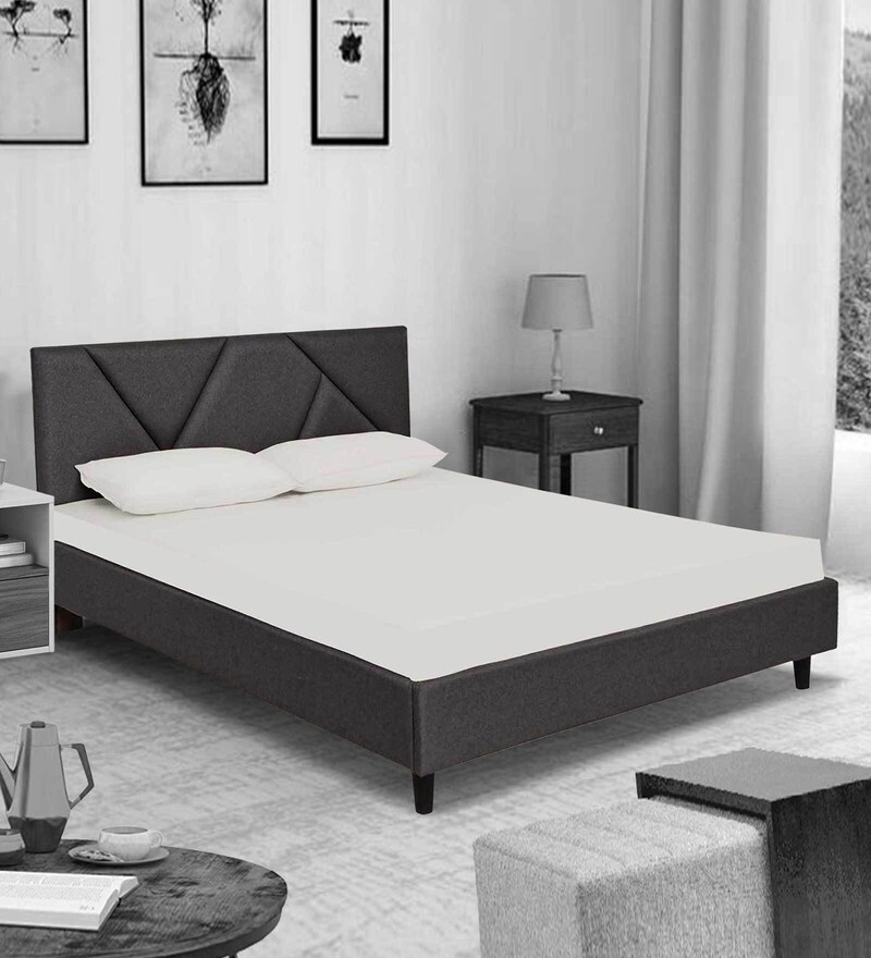 Buy Toledo Queen Size Upholstered Bed In Grey Colour By Arra Online Queen Size Upholstered
