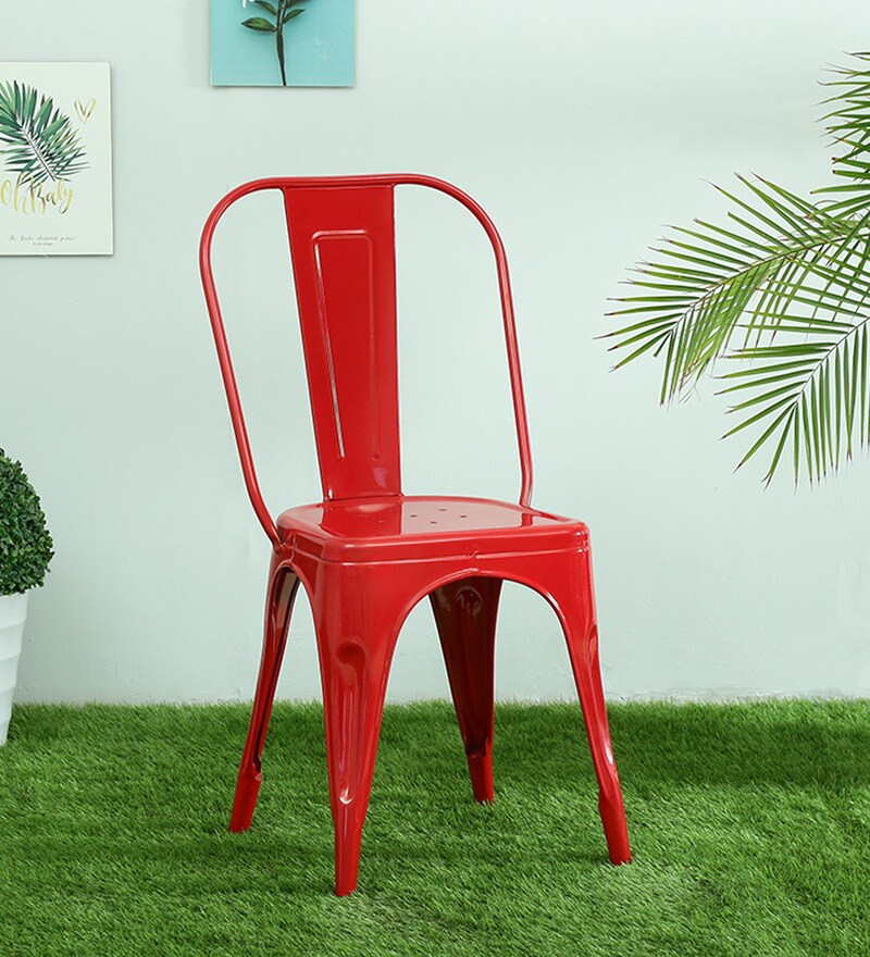 Buy Timpani Metal Iconic Chair in Red Colour by Bohemiana Online