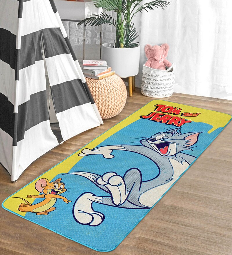 Buy Tom & Jerry Anti Skid Carpet in Yellow Colour 70 x 170 CM by Saral