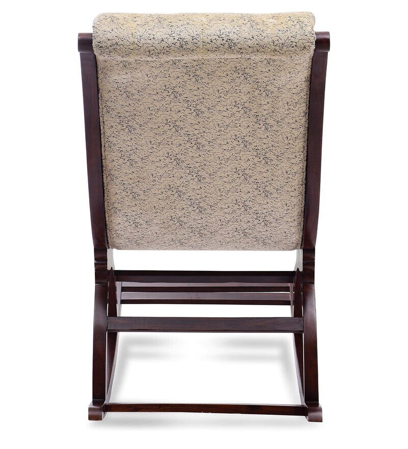 Buy Touffy Rocking Chair in Mahogany Beige Colour by DZYN Furnitures