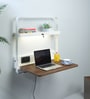 Tokyo Foldable Wall Mounted Study table in White & Dark Oak Finish
