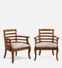 Toldeo Solid Wood Arm Chairs in Brown Colour (Set Of 2)