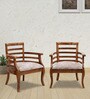 Toldeo Solid Wood Arm Chairs in Brown Colour (Set Of 2)