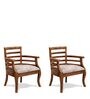 Toldeo Solid Wood Arm Chairs in Brown Colour (Set Of 2)