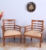 Toledo Teak Wood Arm Chair In Teak Colour (Set of 2)