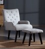 Toledo Velvet Full Back Lounge Chair In Ash Grey Colour With Foot Stool