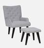 Toledo Velvet Full Back Lounge Chair In Ash Grey Colour With Foot Stool