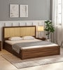 Tomoko Upholstered Queen Size Bed in Walnut Finish with Hydraulic Storage