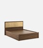 Tomoko Upholstered Queen Size Bed in Walnut Finish with Hydraulic Storage