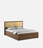 Tomoko Upholstered Queen Size Bed in Walnut Finish with Hydraulic Storage