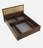 Tomoko Upholstered Queen Size Bed in Walnut Finish with Hydraulic Storage