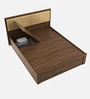 Tomoko Upholstered Queen Size Bed in Walnut Finish with Hydraulic Storage