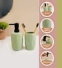 Teal Green Fine-Lined Bathroom Accessory Set Of 2