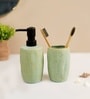 Teal Green Fine-Lined Bathroom Accessory Set Of 2