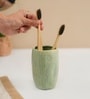 Teal Green Ceramic Oblong Wavetoothbrush Holder