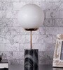 Lecce White Glass Shade Night Lamp With Marble Base