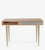 Toshi Solid Wood Writing Table in Natural Finish