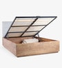 Toshi Solid Wood Queen Size Bed in Natural Finish with Hydraulic Storage