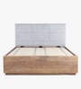 Toshi Solid Wood Queen Size Bed in Natural Finish with Hydraulic Storage