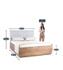 Toshi Solid Wood Queen Size Bed in Natural Finish with Hydraulic Storage